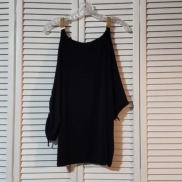 Michael Kors Cold Shoulder With Gold Chain Strap. 3/4 Sleeves. Size L - Picture 4 of 14